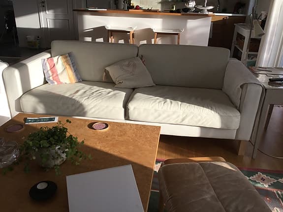 Ikea Landskrona 3-sits vitt skinn