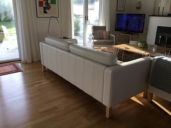 Ikea Landskrona 3-sits vitt skinn