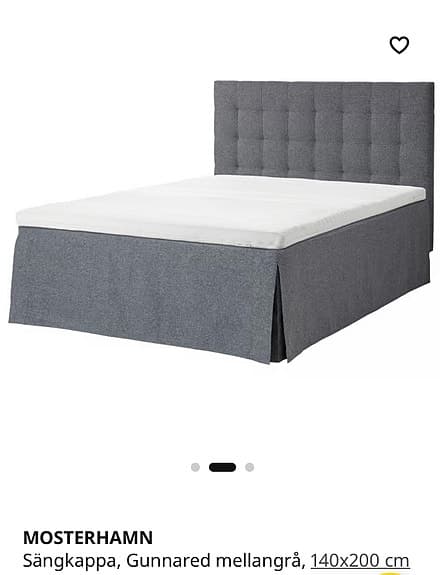 IKEA sänggavel + sängkappa 160x200 cm mellangrå