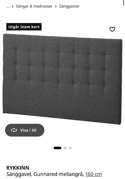 IKEA sänggavel + sängkappa 160x200 cm mellangrå