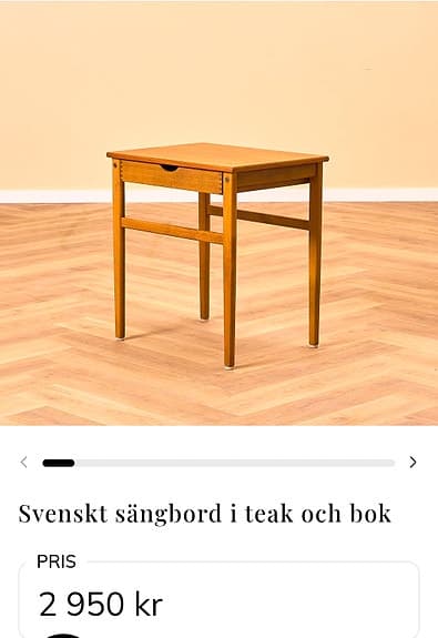 Svenskt sängbord i teak och bok