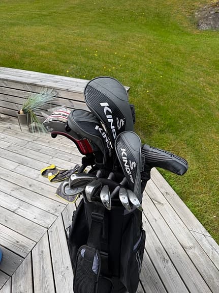 Golfset King Cobra F8, driver, hybrid, fairway, järnset, putter, vagnbag