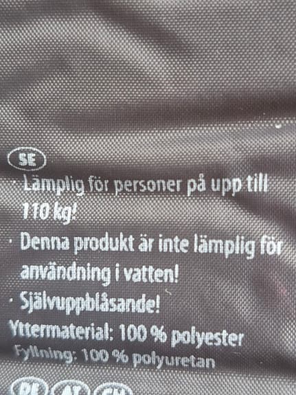 Självuppblåsande liggunderlag + sovsäck