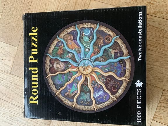 Round Puzzle tolv stjärntecken pussel 1000 bitar
