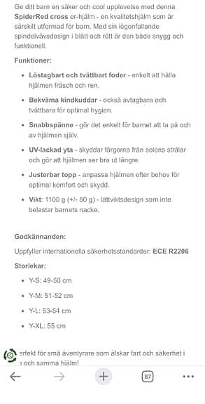 Spiderman crosshjälm barn röd svart