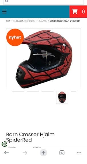 Spiderman crosshjälm barn röd svart