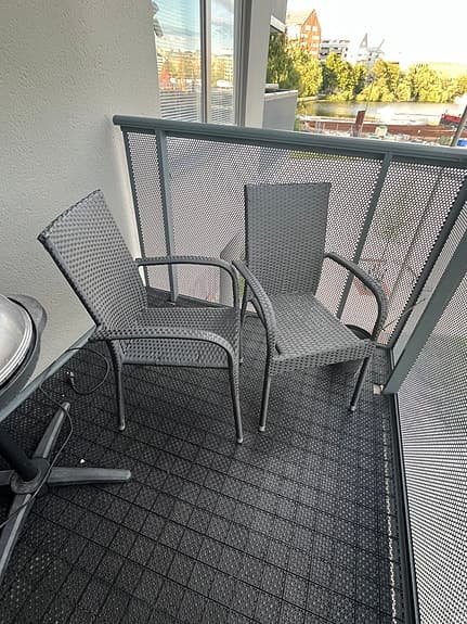 Svart/Grå konstrotting stolar till balkong/uteplats