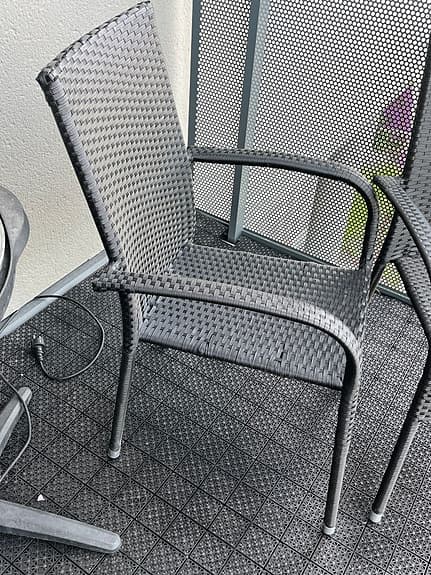 Svart/Grå konstrotting stolar till balkong/uteplats
