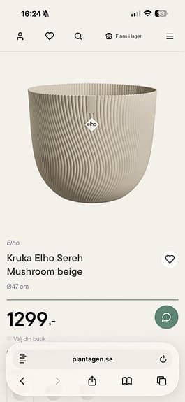 Elho Sereh kruka 40/47 cm mushroom beige