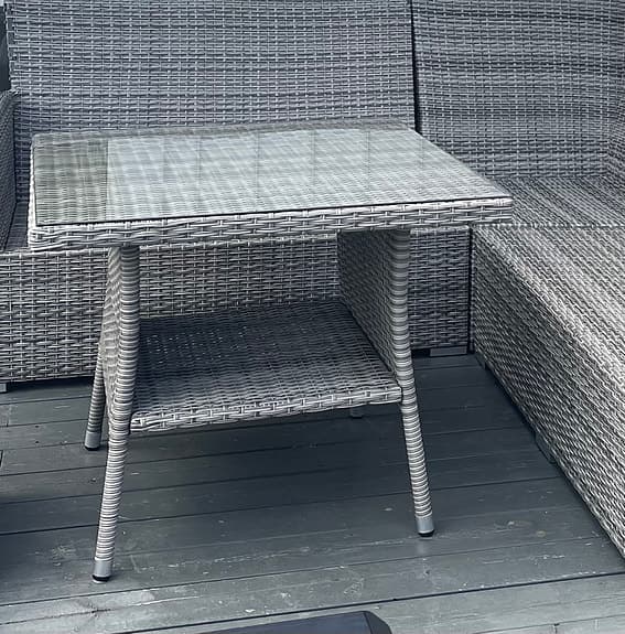 DYNOR till loungesoffa och bord med glasskiva