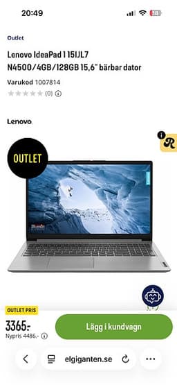Lenovo bärbar dator 15 tum silver