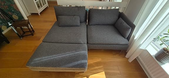 IKEA grå hörnsoffa med schäslong