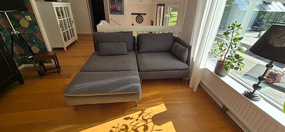 IKEA grå hörnsoffa med schäslong