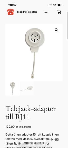 Telejack-adapter till RJ11 – klassisk svensk telefonkontakt