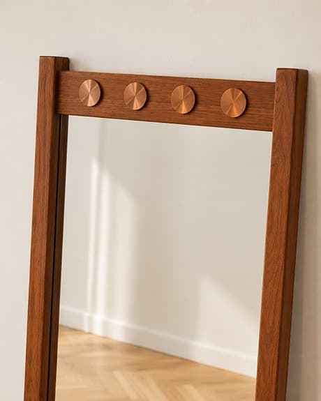 Flyttsälj! Unik teak spegel – VA kristallglas - perfekt skick