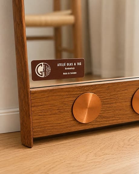 Flyttsälj! Unik teak spegel – VA kristallglas - perfekt skick
