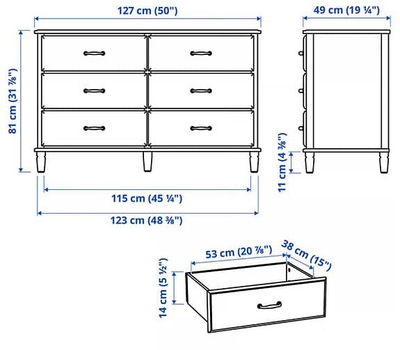 Hemnes byrå i vitfärg