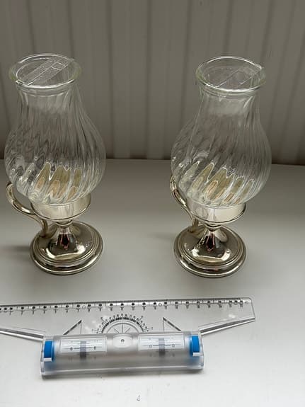 2 st BMF W. Germany Silverplated Ljusstakar med Glas – Vintage