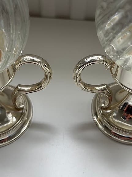 2 st BMF W. Germany Silverplated Ljusstakar med Glas – Vintage