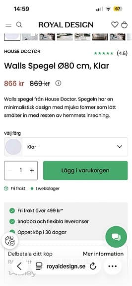 House Doctor Walls rund spegel klar glas