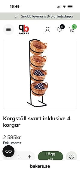 Korgställ med 4 flätade korgar metall stativ