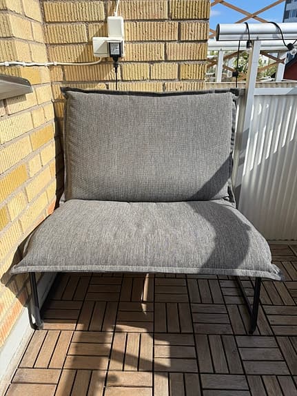 2 Grå loungefåtölj till uteplats/balkong Sarah från Sunfun (Bauhaus)