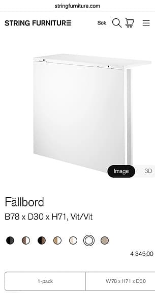 String fällbord väggbord 78x30 vit av Nils Strinning