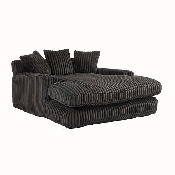 Modern loungesoffa i svart manchester med 3 mjuka kuddar för vardagsrummet.