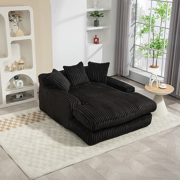 Modern loungesoffa i svart manchester med 3 mjuka kuddar för vardagsrummet.