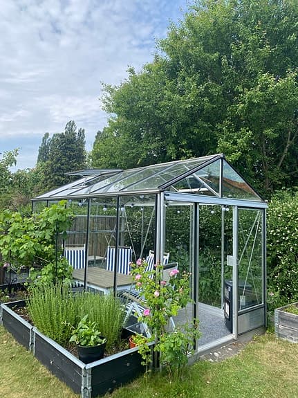 Växthus glas med aluminiumstomme