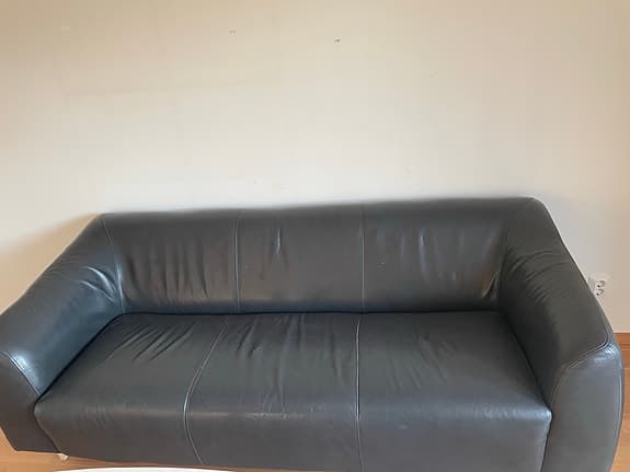Läder soffa+läder/träd fåtölj /ILVA