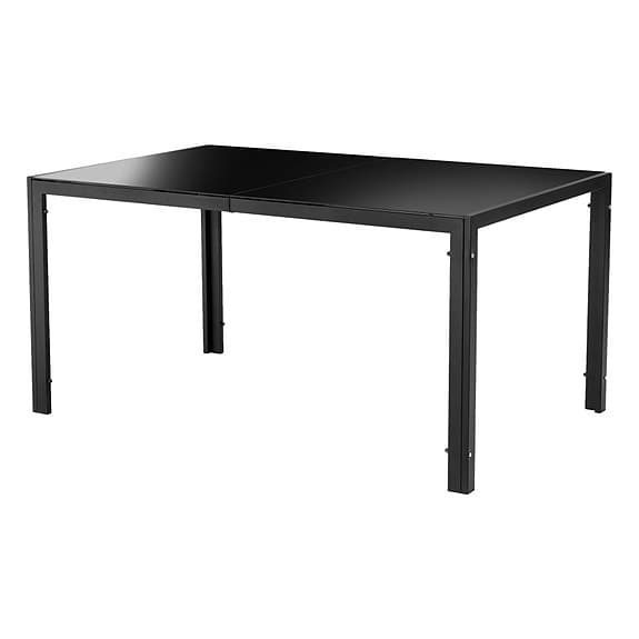 Matgrupp ute med bord, positionsstol (5 st)  med dyna grå/svart