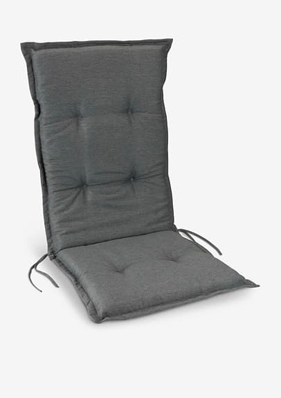 Matgrupp ute med bord, positionsstol (5 st)  med dyna grå/svart