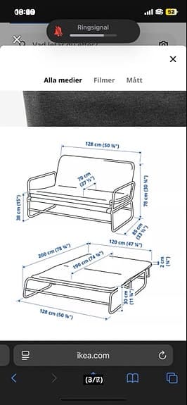 IKEA bäddsoffa/sovsoffa i svart – fint skick