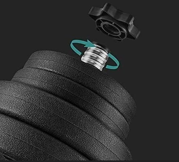 Songmics 2-i-1 hantelset, 2 x 15 kg plastb viktskivor, fitnessträning