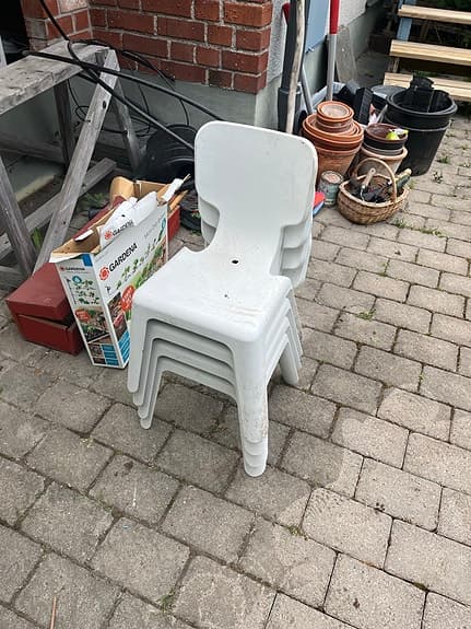 Barnstolar 4st, vita stapelbara