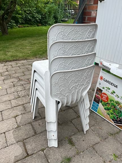 Barnstolar 4st, vita stapelbara