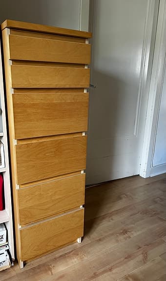 IKEA MALM byråer i björkfanér – 6 lådor med spegel + 4 lådor