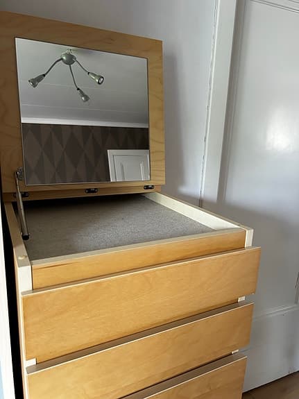IKEA MALM byråer i björkfanér – 6 lådor med spegel + 4 lådor