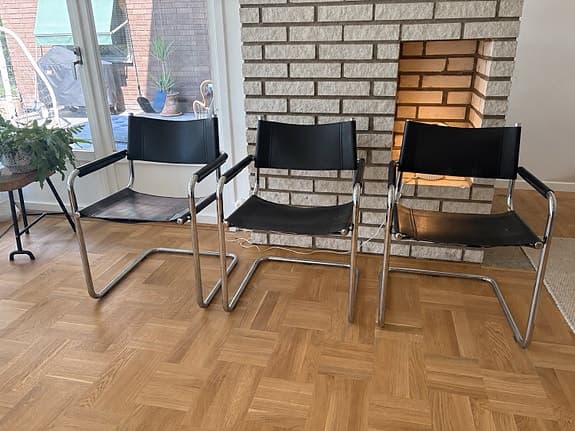 Bauhausstolar stålrör i krom och svart