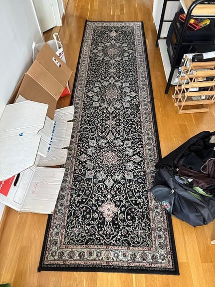 IKEA LJÖRRING gångmatta svart mönstrad