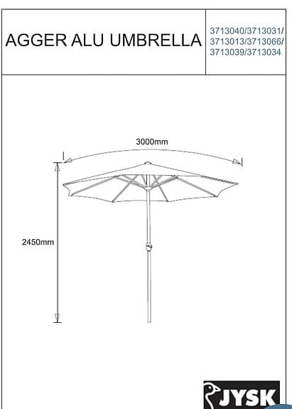 JYSK AGGER  Parasol  Ø300 cm grå