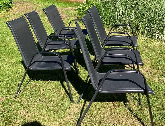 6 trädgårdsstolar med dubbel uppsättning dynor