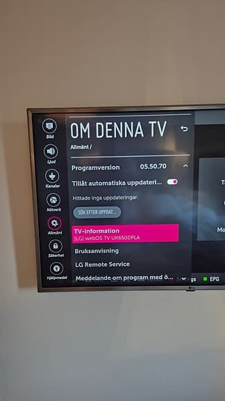 LG webOS TV UK6500PLA 43” + väggfäste