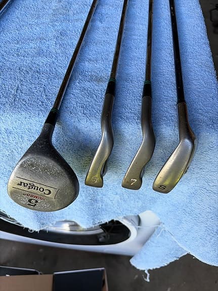 Cougar golfklubbor järnset 5, 7 SW, metalwood 5