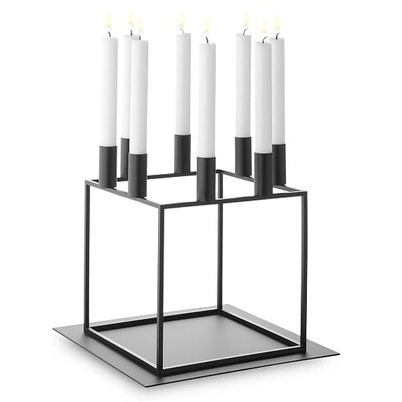 Kubus 8 svart ljusstake, för 8 ljus, med basplatta