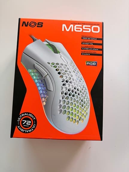 NOS M650 gamingmus RGB vit