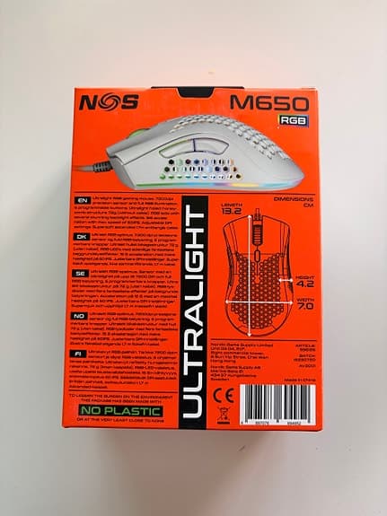 NOS M650 gamingmus RGB vit