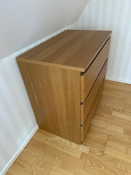 Malmbyrå 3 lådor ekfanér