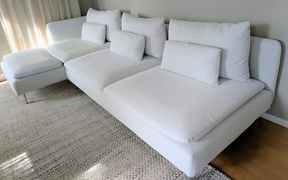 IKEA SÖDERHAMN 4-sitssoffa med schäslong – Finnsta vit